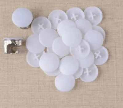 £3.70 • Buy 10x White Furniture Hinged Plastic Nuts Bolts Caps Covers