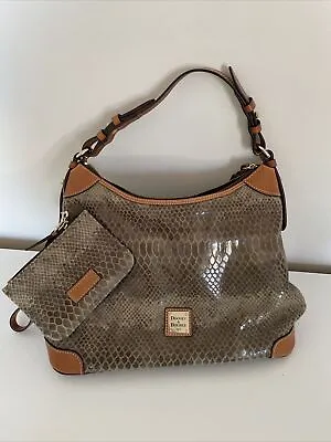 NEW Dooney And Bourke Snakeskin Style Shoulder Bag Erica Hobo Purse & Wristlet • $145