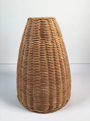 Vintage Style Woven Wicker Conical Pendant Lampshade - Natural Decor • £17.99