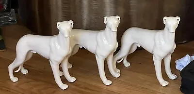 Porcelain White Male Whippet Greyhound Dog Figure Statue Rare 10  Vintage • $45