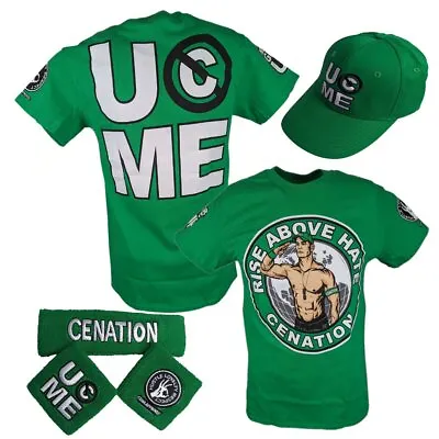 John Cena Mens Green Costume Hat T-shirt Wristbands • $56.99