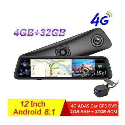4GB+32GB 12  Car Rear Mirror Android 8.1 Dvr Dash Camera 1080P Camera Wifi GPS • $194.25