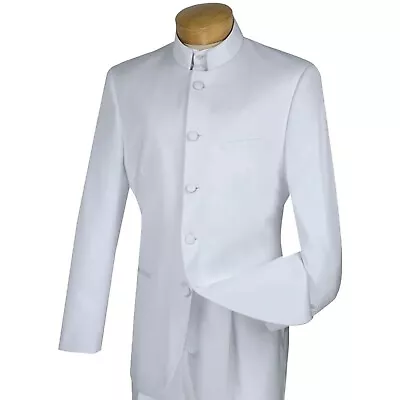 VINCI Men's Banded Collar 5 Button Classic Fit Tuxedo Suit NEW • $100