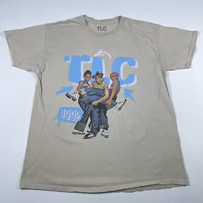 TLC Mens T-Shirt Size L Beige Short Sleeve Hip Hop Music Graphic Logo Retro • $14.95