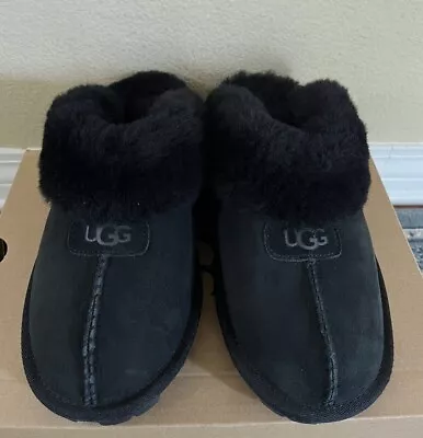 Ugg Coquette Black Women's Suede Sheepskin Slippers Size Us 10  New • $78.99