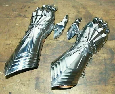 Medieval Late Gothic Knight Finger 18GA Steel Gauntlets Armor Gloves Halloween • $99