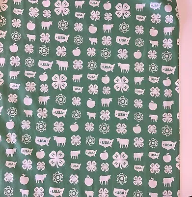 4H Club Youth USA Farm Cow Green Clover  COTTON 42 Wide FABRIC Per Yard • $8.99