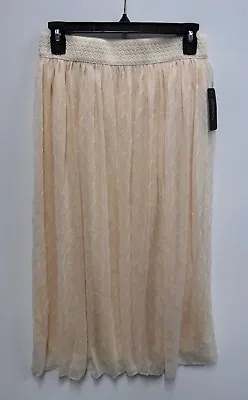 Metrowear Womens Size Large Ivory Midi Skirt With Elastic Waist New  • $14