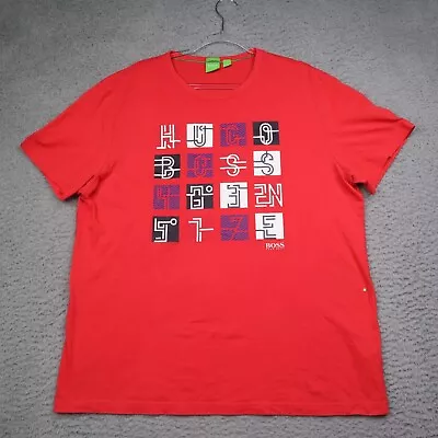 HUGO BOSS T-Shirt Mens XXL Green Label Red Graphic Print Abstract Logo • $24.99