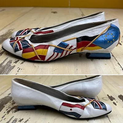 MARGARET J. - Jerrold USA British Flag White Leather Pumps Shoes Womens 7.5 N • $30.79