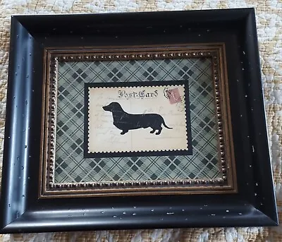 Dog Art Dachshund Vintage Look Postcard Framed Print  • $10