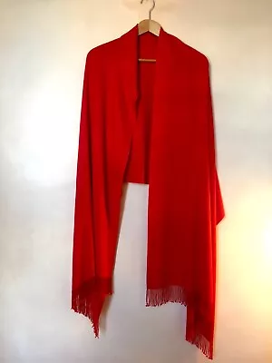 £21 • Buy Pashmina Wrap/scarf, 100% Cashmere, Red, Large Size, Beaded Fringe, Gorgeous