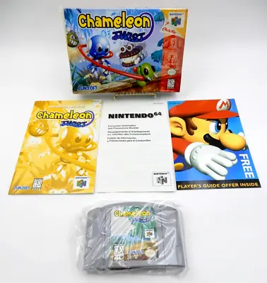 Chameleon Twist Sunsoft Nintendo N64 Game Cartridge & Box Manual Card Booklet • $199.95