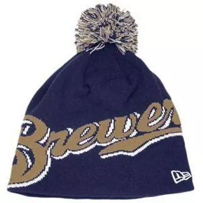 New Licenced MLB New Era Milwaukee Brewers POM Beanie Hat S180 • $12.99