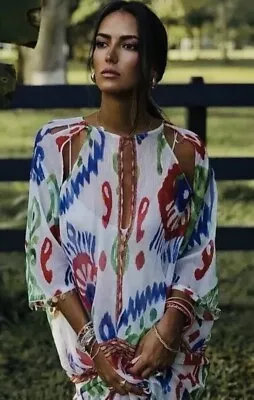 $20 • Buy Zara Beaded Print Kaftan Multicolored Size M/l Brand New With Tags