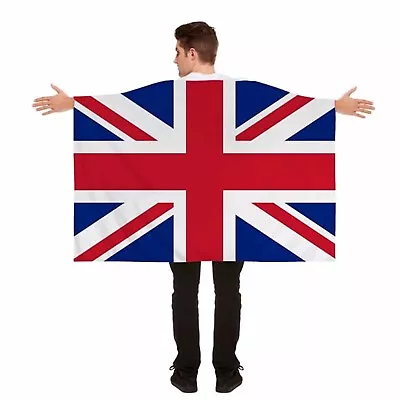 5'x3' UNION JACK CAPE Kings Coronation Flag Sports Fancy Dress Party DecorF77272 • £5.73