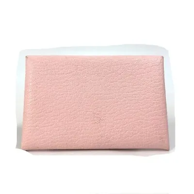 HERMES Business Card Holder Pass Case Calvi Two Fold Card Case Chevre Pink • $616