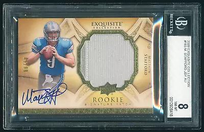 2009 UD Exquisite Collection Matthew Stafford RC RPA Patch Auto 05/99 BGS 8 • $650