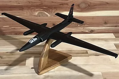 Hand Crafted Mahogany Wood Lockheed U-2 Spy Plane 18” Table Top Model NEW In Box • $219.17