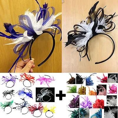 £16.99 • Buy Bespoke Feather Hair Fascinator Headband Wedding And Royal Ascot Races Ladies