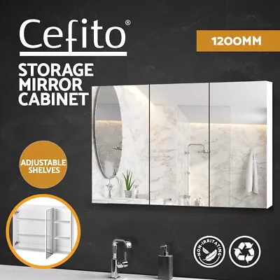 Cefito Bathroom Mirror Cabinet 1200x720mm Vanity Medicine Shaving Makeup White • $158.95