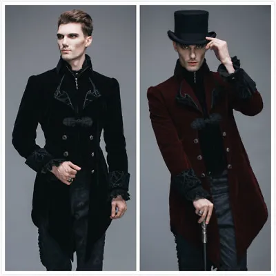 Retro New Mens Jacket Coat Velvet Goth Steampunk Aristocrat Victorian Party COS • $139.86