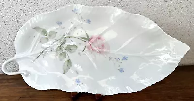 Mikasa April Rose Leaf Serving Dish Tray Platter Figural White Rose 15 3/4  • $32.15