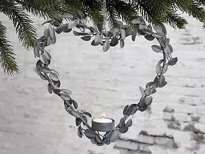 Hanging Heart Candle Holder Metal Leaf Heart Tealight Holder Love • £20