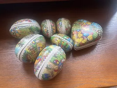 Lot Of 7 Vintage Easter West German Paper Mache Eggs 6 Eggs And 1 Heart Box • $2.25