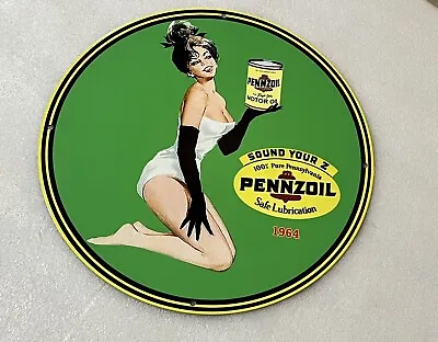 12in Pennzoil  Girl Gas Vintage Style Heavy Steel Sign Pump Plate • $49.99