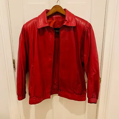 Vintage PELLE PELLE Leather Jacket Red Size Large • $239.99