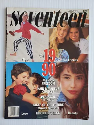 January 1990 SEVENTEEN Magazine Winona Ryder Fashion Style Teen The 1990's • $19.99