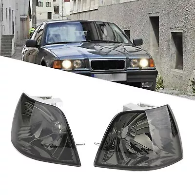 Smoke Corner Lights Parking Lamps PAIR Fits For BMW 3-Series E36 4DR 1992-98 F8 • $26.62