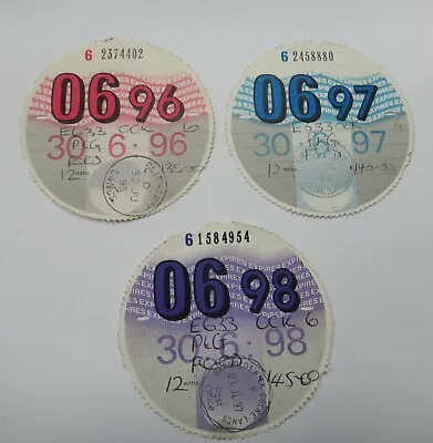 £10 • Buy Collectable Original Car Road Tax Discs, 3 From Same Car, E633 0ck, Free Postage