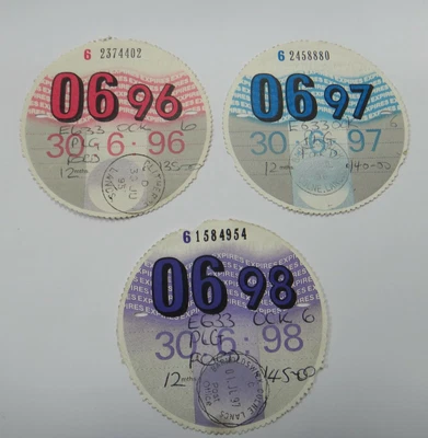 Collectable Original Car Road Tax Discs 3 From Same Car E633 0ck Free Postage • £10