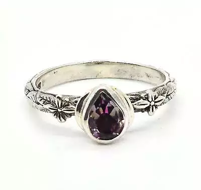 Sarda Pear Cut Purple Ivy Mystic Topaz Sterling Silver Stacker Ring Size 7 • $46