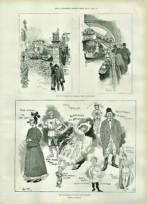 Antique Illustrated Print Venice In London Olympia & Pantomime Drury Lane 1892 • £6.69