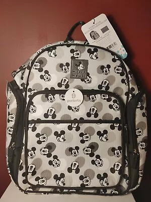 Mickey Mouse Head Backpack Diaper Bag With Changing Pad Insulated Pocket White • $34.99