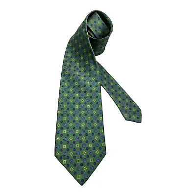 E. MARINELLA XL Green Floral Luxury Silk Tie Hand Made In Italy W: 3.5  EX COND • $99