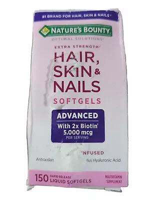 Nature's Bounty Optimal Solutions Hair Skin&Nails Extra Strength 150ct Exp 02/25 • $14.99