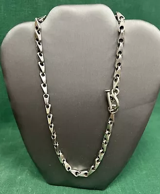 Vintage Heavy  Taxco Mexican Sterling Silver Unique Chain Necklace * • $355