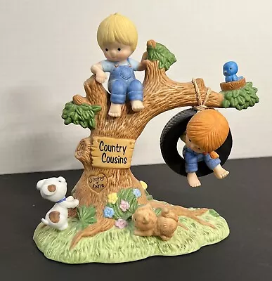 Vintage 1981 ENESCO Country Cousins Large Figurine Scooter & Katie In A Tree EUC • $19.95