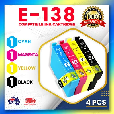 4x Ink Cartridge For T138 T1381-4 BCMY Workforce WF-3520 3530 3540 WF-7510 7520 • $13.80