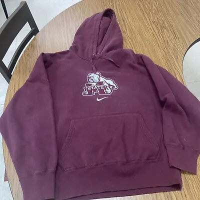 Vintage Nike Mississippi State Bulldogs Hooded Sweatshirt Medium Maroon • $10