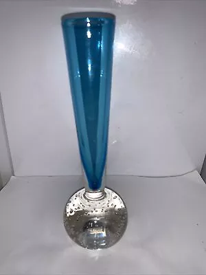 VINTAGE Art Glass Bullicante Ball Base Clear Bud Vase 14.5cm • $16.50