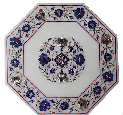 18  White Marble Table Top Inlay Pietra Dura Dining Coffee Antique Malachite H61 • $483