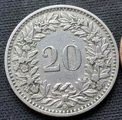 1909 Switzerland 20 Rappen Coin XF +  ( 2 Million Minted )     #M257 • $13.81