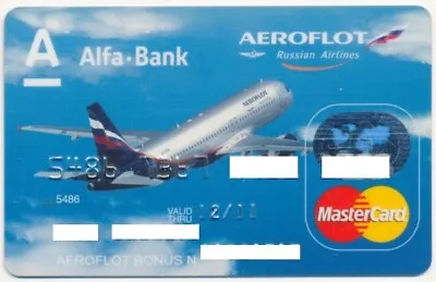 Russia Alfa Bank Mastercard Card Aeroflot Airlines Airplane Exp. 2011 • $6.90