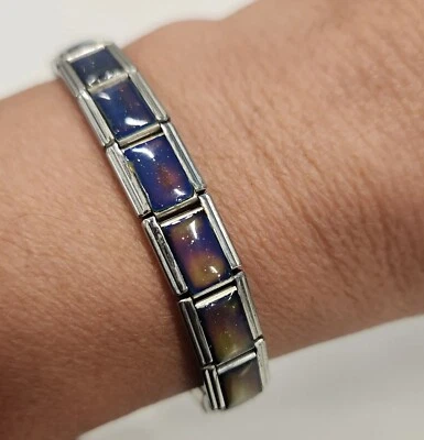 $10.95 • Buy Mood Color Changing Italian Charm Starter Bracelet 18 Links Stretch 9mm Slide On