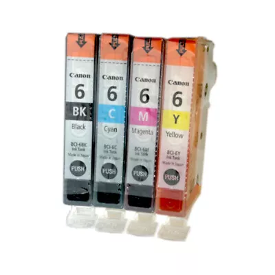 4x Original Canon Ink Cartridges BCI-6 B/C/M/Y For IP 3000 4000 5000 6000 • £10.24